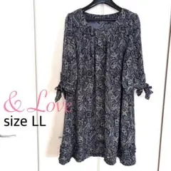 *土日限定値下げ*アンドラブ ラブペイズリーな美人ワンピース モーブグレー LL