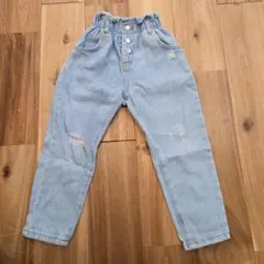 ZARA ライトブルーダメージロングパンツ 104cm