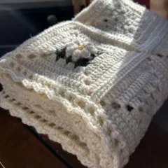 ウール100% お花のブランケット