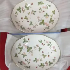 ウェッジウッド ワイルドストロベリー オーバル 皿 2枚セット