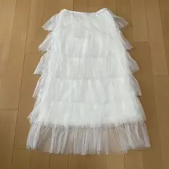 ホワイト フリルロングスカート Fサイズ