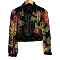 y2k 短丈　花柄　フラワー　シアー　ショート丈　ジャケット　ブルゾン