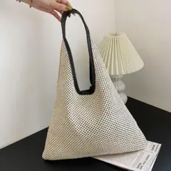 ショルダーバッグ　ワンショルダー　トートバッグ　メッシュ　ホワイト　肩掛け