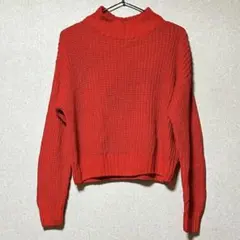 H&M 赤 セーター ニット ゆったり レディース S 大人可愛い 秋 冬