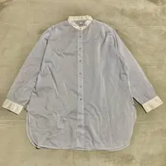 【ユニクロ】イネド•ド•ラ• フレサンジュ白ストライプスタンドカラーシャツ L★