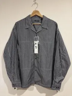 新品UNIQLO+J スーピマコットンオーバーサイズシャツ Lサイズ ストライプ