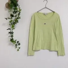 ［TOMMY HILFIGER］ラウンドネックカットソー（S~M）長袖　グリーンのサムネイル