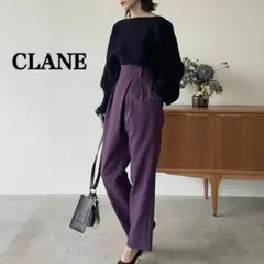 【美品】CLANE 「OVERLAP TUCK PANTS 」パープル S