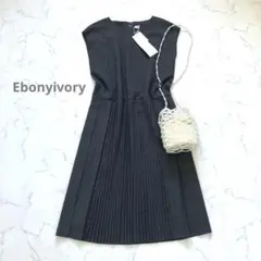 新品✨エボニーアイボリー　プリーツワンピース ノースリーブ ロング 上品きれいめ
