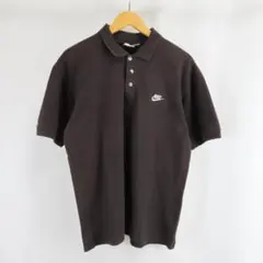 90s NIKE オーバーサイズ ロゴ 刺繡 ポロシャツ ブラウン メンズ 古着