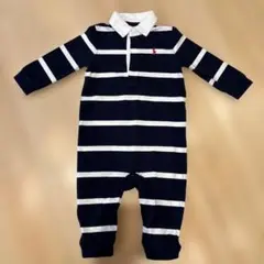 【美品】Ralph Lauren ストライプロンパース　9m/75