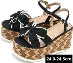 ☘️ヨースケ YOSUKE USA お洒落リボン付厚底サンダル 10㎝ヒール