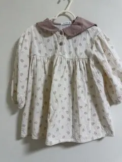 韓国　valubebe 花柄セーラーワンピース ピンクS（90）
