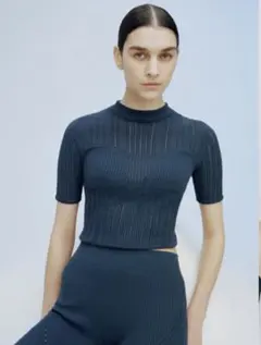 Mame Kurogouchi ネイビー 半袖ニット S ユニクロ