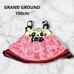 グラグラ パンディちゃん キャミワンピ 100cm 立体耳 リボン　ピンク