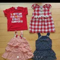ミキハウス 4枚セット Tシャツ ワンピース 90 まとめ売り 女の子
