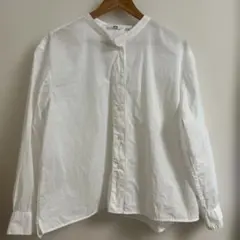 UNIQLO コットンスタンドカラーシャツ　ホワイト 長袖シャツ Lサイズ