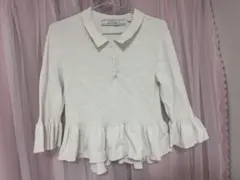 GU × rokh コラボ ペプラム リブニット ホワイト 白