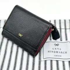 美品 アニヤハインドマーチ アイズ コンパクト ウォレット 三つ折り財布 黒のサムネイル