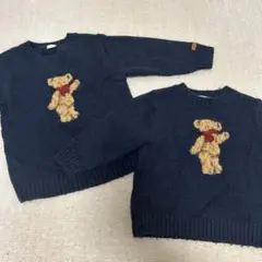 petit main くまジャガードニット 2点セット S/M