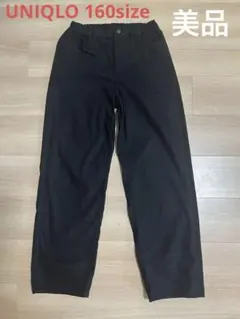 【2回着用　美品】UNIQLO キッズ　　ワイドフィットジーンズ　160 黒