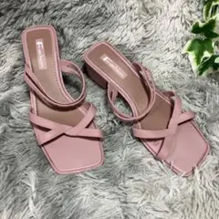 24cm ピンク ミュール サンダル スクエアトゥ シンプル