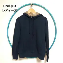 UNIQLOレディースネイビー フリース裏地 フルジップパーカー