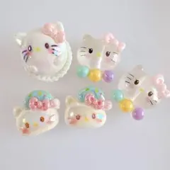 SALE◎白猫ちゃんビーズ 5点セット カスタムボールペン対応