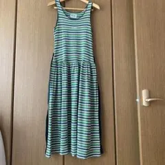 PINK HOUSE ロゴプリント ストライプ ノースリーブワンピース