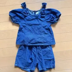 ★【着用回数少】☆プティマイン☆デニム☆セットアップ☆トップス☆パンツ☆90★