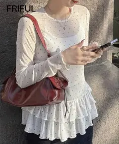 【SHEIN】ドット柄 シアー長袖 ブラウス Mサイズのサムネイル