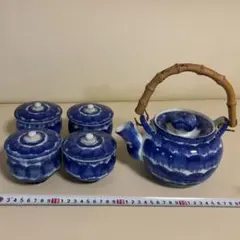 青と白の急須と湯呑み(4個)セット
