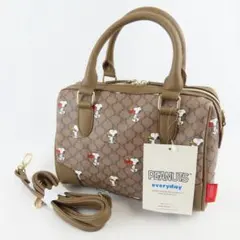 美品 SNOOPY PEANUTS モノグラム 総柄 ミニ ボストン バッグ 鞄