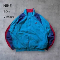 1494 古着90年代NIKEナイロンジャケット刺繍ロゴ短丈マルチカラーテック系