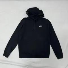 【00s】NIKE スウェット パーカー 黒 L 刺繍ロゴ 袖長め 裏起毛