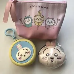 ちいかわポーチ　うさぎがま口財布　小物入れ3点セット
