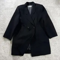 ロングコート　黒　テーラードカラー　カシミヤ混　厚手　防寒　オフィスカジュアル