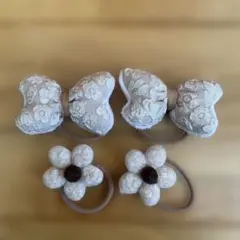 花とリボンのヘアゴムセット