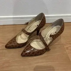 DIANA ブラウン アンクルストラップ ハイヒール