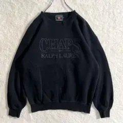 状態旅行　チャップス　ラルフローレン　スウェット　ロゴ刺繍　サイズL　ブラックのサムネイル