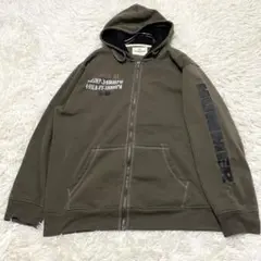 2136 裏起毛 オーバーサイズ長袖パーカー メンズ4L 大きいサイズ カーキ