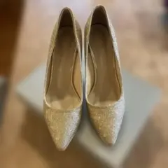 ゴールド グリッター ポインテッドトゥ ハイヒール