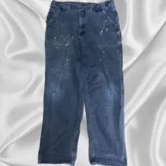 カーハート　ダブルニー　極太　ダック　ワークパンツ　ペインターパンツ　ナス紺