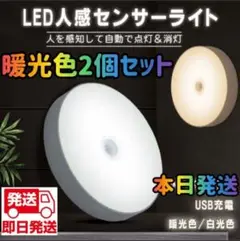 人感センサーライト 暖光色2個 ライト ledライト 人感ライト センサーライト