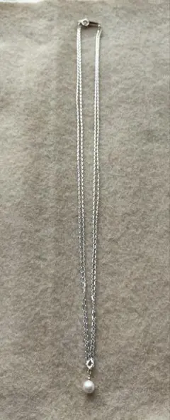 呂舎（倉敷）二号店　シルバー925 　2連チェーンネックレス　パールのトップ付き
