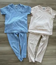 プチバトー　パジャマ　半袖　110cm 5ans ドット　ピンク 水玉 ブルー