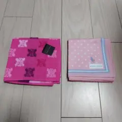 セリーヌ　タオルハンカチ　マカダム柄 ピンク ラルフローレン　ハンカチ　水玉柄