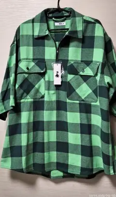 WEGO ハーフジップバッファローチェックビッグシャツ