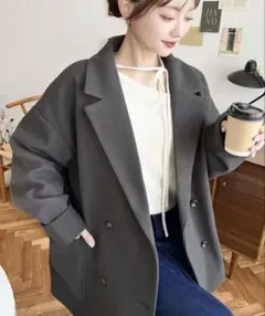 ニットヘルトンルーズシルエットダブルテーラードジャケット