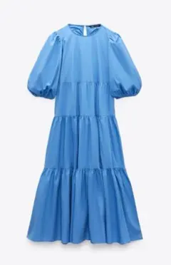 美品ZARAザラティアードマキシワンピブルーxs Mの方でも